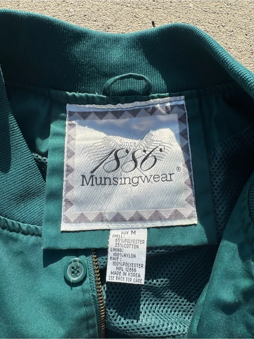 Munsingwear 1886 Men's Jacket Size M Green Vintage Full Zip Harrington Bomber